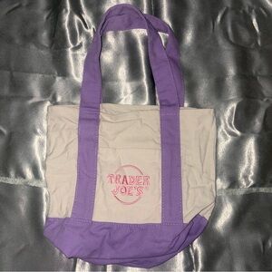 Trader Joe's Purple and Cream Tote Bag